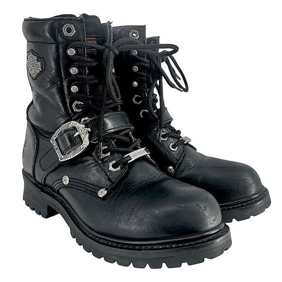 Harley Davidson Faded Glory Women's Motorcycle Black Leather Biker Boots Size 7 - Picture 16 of 16